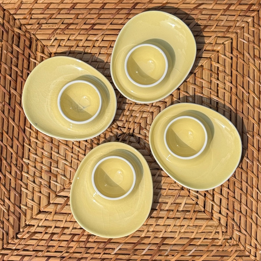 Norwegian egg glass Figgjo 4 egg Cup Set vintage
